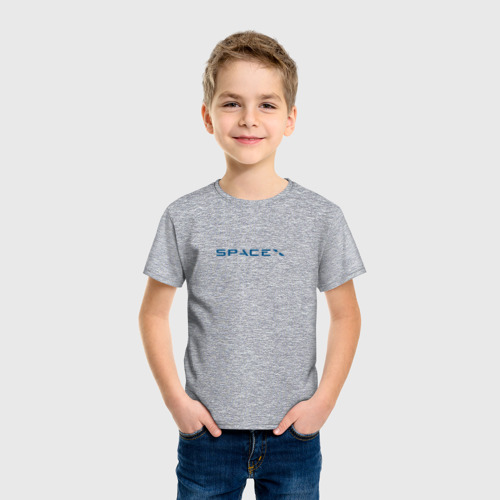 Детская футболка хлопок с принтом SpaceX, фото на моделе #1