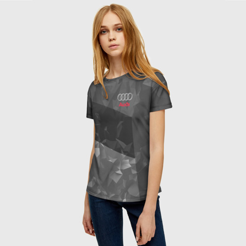 Женская 3D футболка с принтом AUDI SPORT, фото на моделе #1