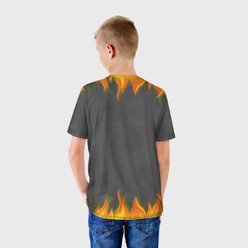 Детская футболка 3D с принтом Вызывайте пожарных, я огонь!, вид сзади #2