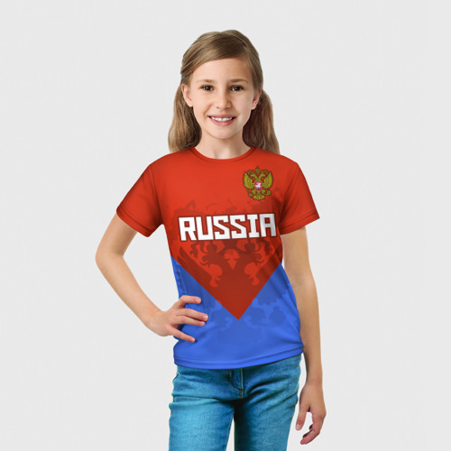 Детская футболка 3D с принтом Russia, вид сбоку #3