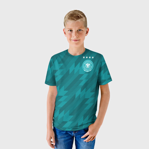Детская футболка 3D с принтом Germany away WC 2018, фото на моделе #1