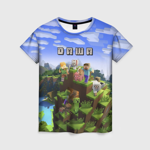 Женская футболка 3D с принтом Даша - Minecraft, вид спереди #2
