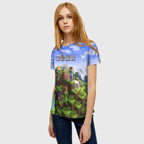 Женская футболка 3D с принтом Даша - Minecraft, фото на моделе #1
