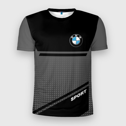 Мужская футболка 3D Slim с принтом BMW SPORT | БМВ СПОРТ, вид спереди #2