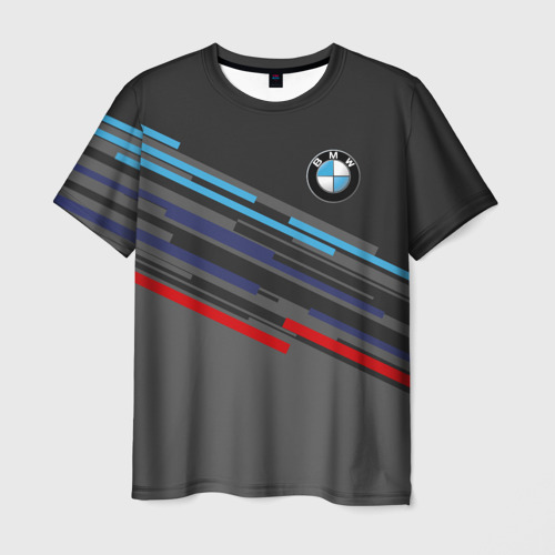 Мужская футболка 3D с принтом BMW brand color, вид спереди #2