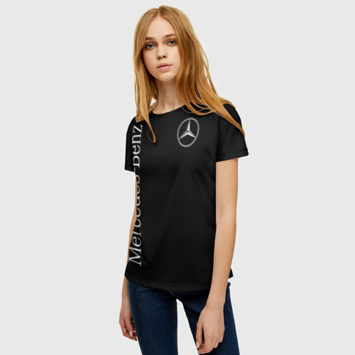 Женская футболка 3D с принтом Mercedes-Benz, фото на моделе #1