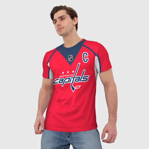 Мужская футболка 3D с принтом Ovechkin Washington Capitals Red, фото на моделе #1