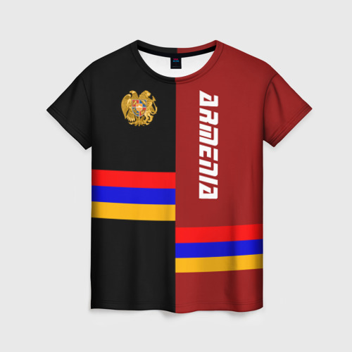 Женская футболка 3D с принтом Armenia Армения, вид спереди #2