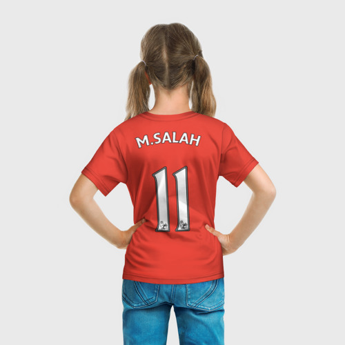 Детская футболка 3D с принтом Форма Мохамед Салах, вид сзади #2
