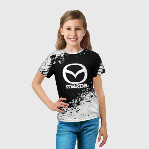 Детская футболка 3D с принтом Mazda abstract sport, вид сбоку #3