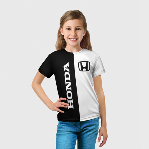 Детская футболка 3D с принтом Honda, вид сбоку #3