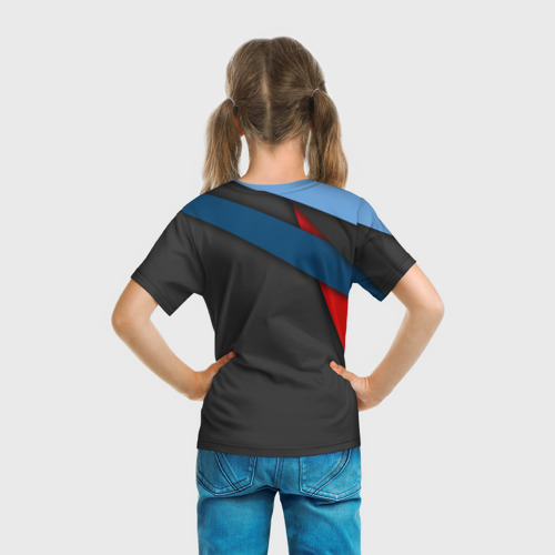 Детская футболка 3D с принтом BMW MOTORSPORT / БМВ M PERFORMANCE, вид сзади #2