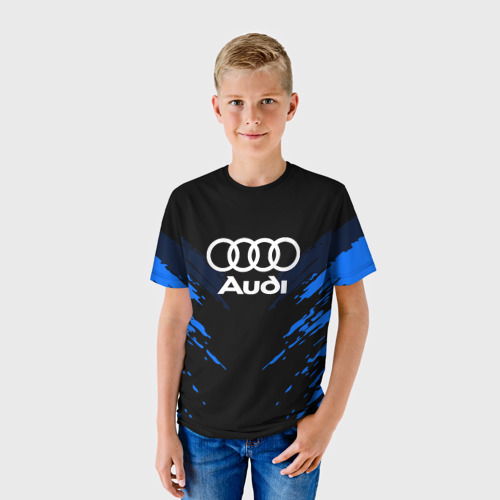 Детская футболка 3D с принтом Audi sport collection, фото на моделе #1