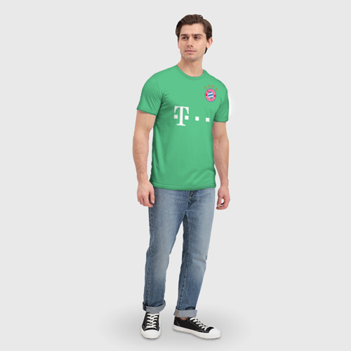 Мужская футболка 3D с принтом Нойер Бавария ВР, вид сбоку #3