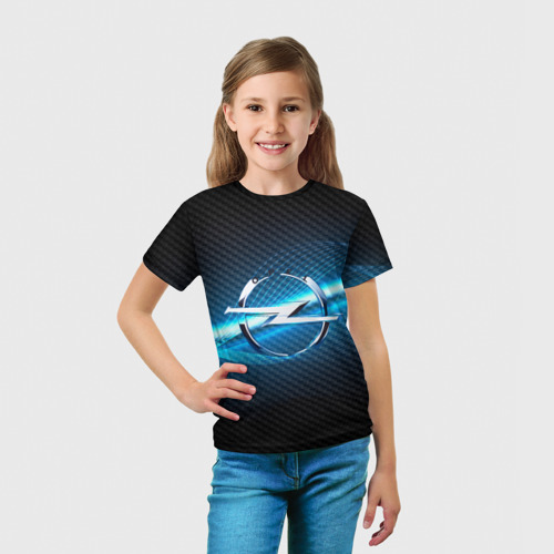 Детская футболка 3D с принтом OPEL machine motor XXI, вид сбоку #3
