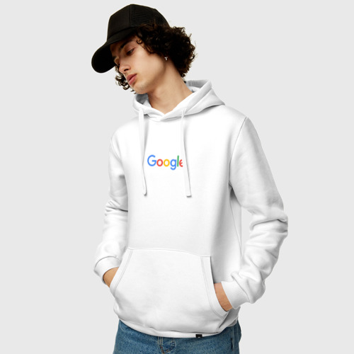 Мужская толстовка хлопок с принтом Google, фото на моделе #1