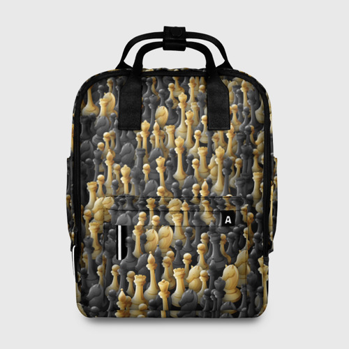 Женский рюкзак 3D с принтом Шахматы, вид спереди #2