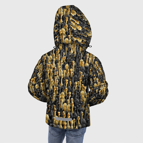 Зимняя куртка для мальчиков 3D с принтом Шахматы, вид сзади #2