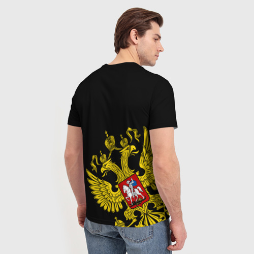 Мужская футболка 3D с принтом Флаг и Герб России, вид сзади #2