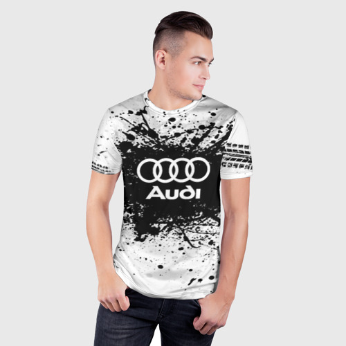 Мужская футболка 3D Slim с принтом Audi, фото на моделе #1
