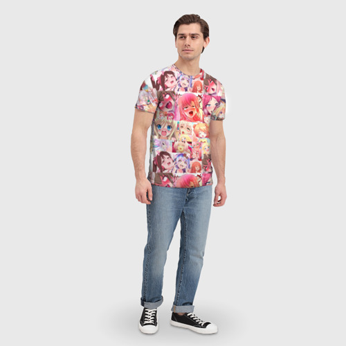 Мужская футболка 3D с принтом Ahegao Color, вид сбоку #3