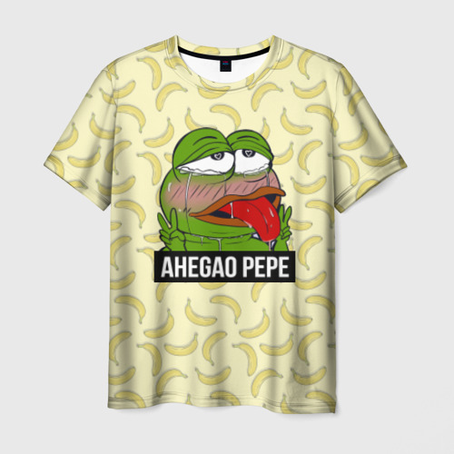 Мужская футболка 3D с принтом Ahegao Pepe, вид спереди #2
