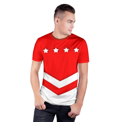 Мужская футболка 3D спортивная с принтом Звезды и полосы, фото на моделе #1