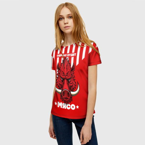 Женская футболка 3D с принтом Будет мясо, фото на моделе #1
