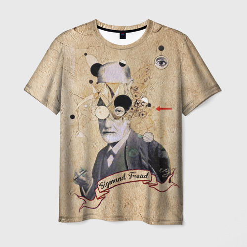Мужская футболка 3D с принтом Зигмунд Фрейд, вид спереди #2
