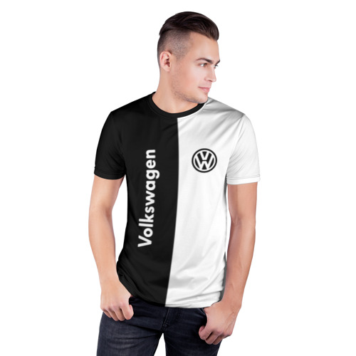 Мужская футболка 3D спортивная с принтом Volkswagen, фото на моделе #1
