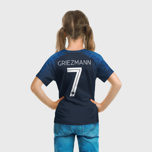 Детская футболка 3D с принтом Griezmann home 18-19 WC, вид сзади #2