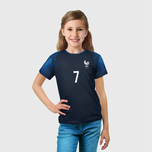 Детская футболка 3D с принтом Griezmann home 18-19 WC, вид сбоку #3