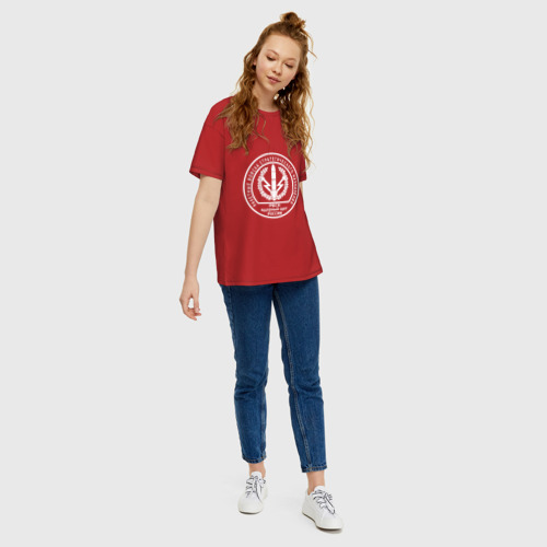 Женская футболка хлопок Oversize с принтом Шеврон РВСН (двусторонний), вид сбоку #3