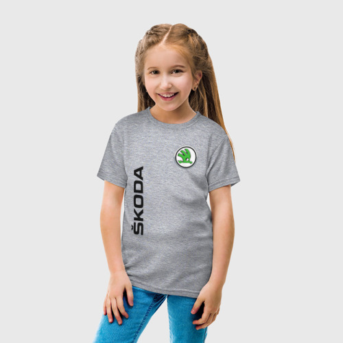 Детская футболка хлопок с принтом Skoda Auto as, вид сбоку #3