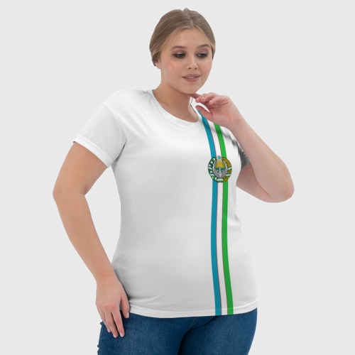 Женская футболка 3D с принтом Узбекистан, лента с гербом, фото #4
