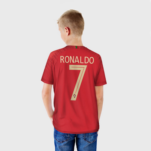 Детская 3D футболка с принтом Роналду 2018 ЧМ, вид сзади #2