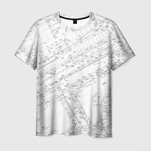 Мужская футболка 3D с принтом Топография 01, вид спереди #2
