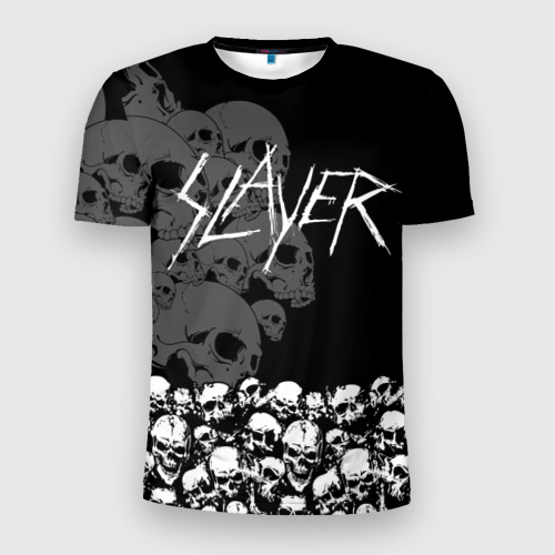 Мужская футболка 3D Slim с принтом Slayer Black, вид спереди #2