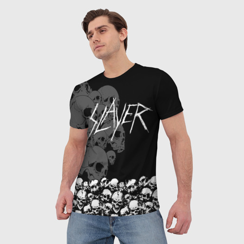 Мужская футболка 3D с принтом Slayer Black, фото на моделе #1