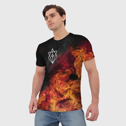 Мужская футболка 3D с принтом В огне, фото на моделе #1