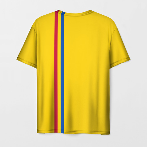 Мужская 3D футболка с принтом Молдавия, лента с гербом, вид сзади #1