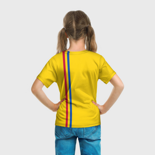 Детская футболка 3D с принтом Молдавия, лента с гербом, вид сзади #2