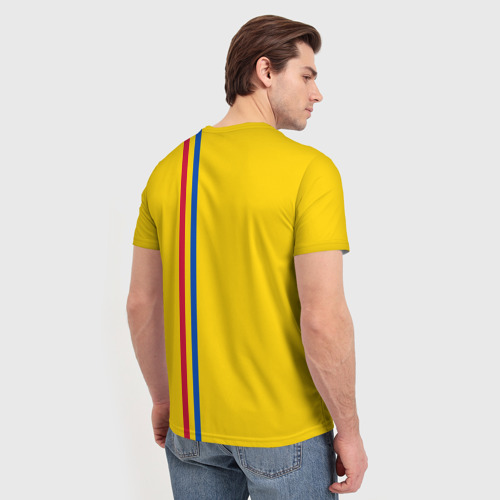 Мужская 3D футболка с принтом Молдавия, лента с гербом, вид сзади #2