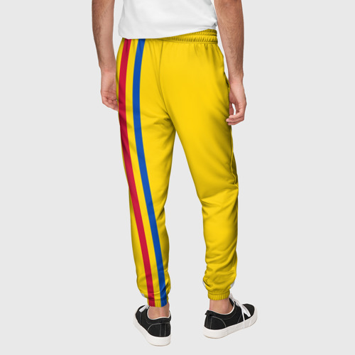 Мужские брюки 3D с принтом Молдавия, лента с гербом, вид сзади #2