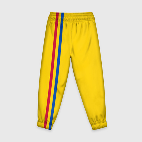 Детские брюки 3D с принтом Молдавия, лента с гербом, вид сзади #1