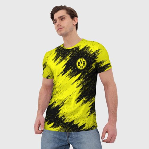 Мужская 3D футболка с принтом FC Borussia Dortmund, фото на моделе #1
