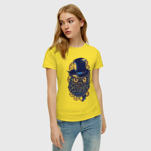Женская футболка хлопок с принтом Сова, фото на моделе #1
