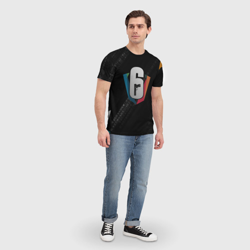 Мужская футболка 3D с принтом RAINBOW SIX SIEGE CYBERSPORT, вид сбоку #3