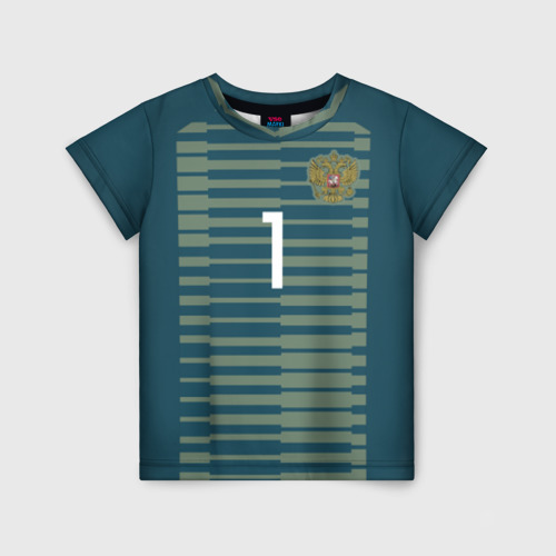 Детская футболка 3D с принтом Акинфеев ЧМ 2018, вид спереди #2