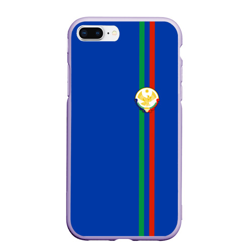 Чехол для iPhone 7Plus/8 Plus матовый с принтом Дагестан, лента с гербом, вид спереди #2
